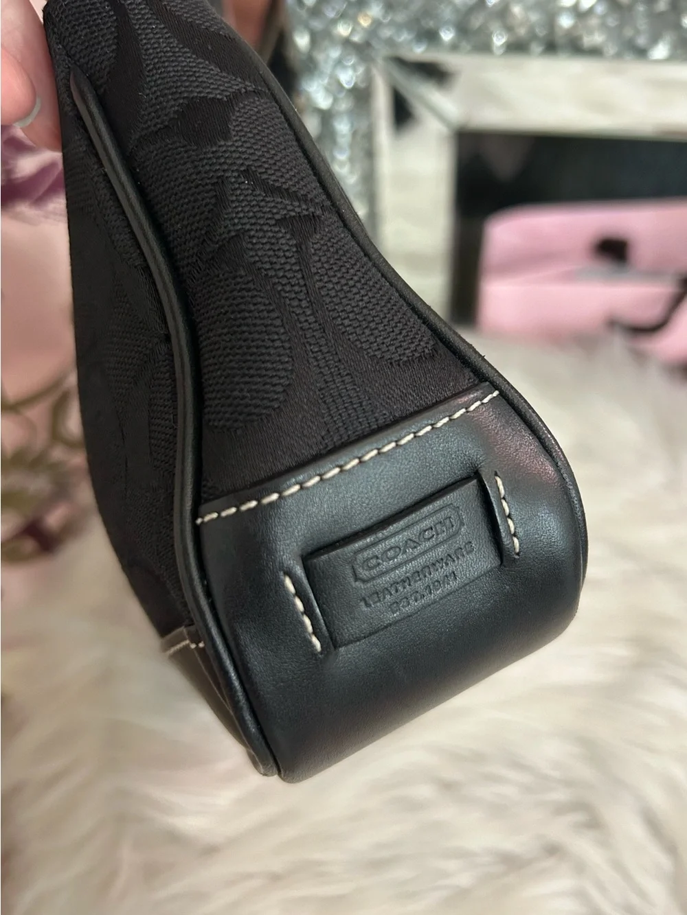 Y2K Vintage COACH 6094 Demi Black Signature Logo Baguette Bag